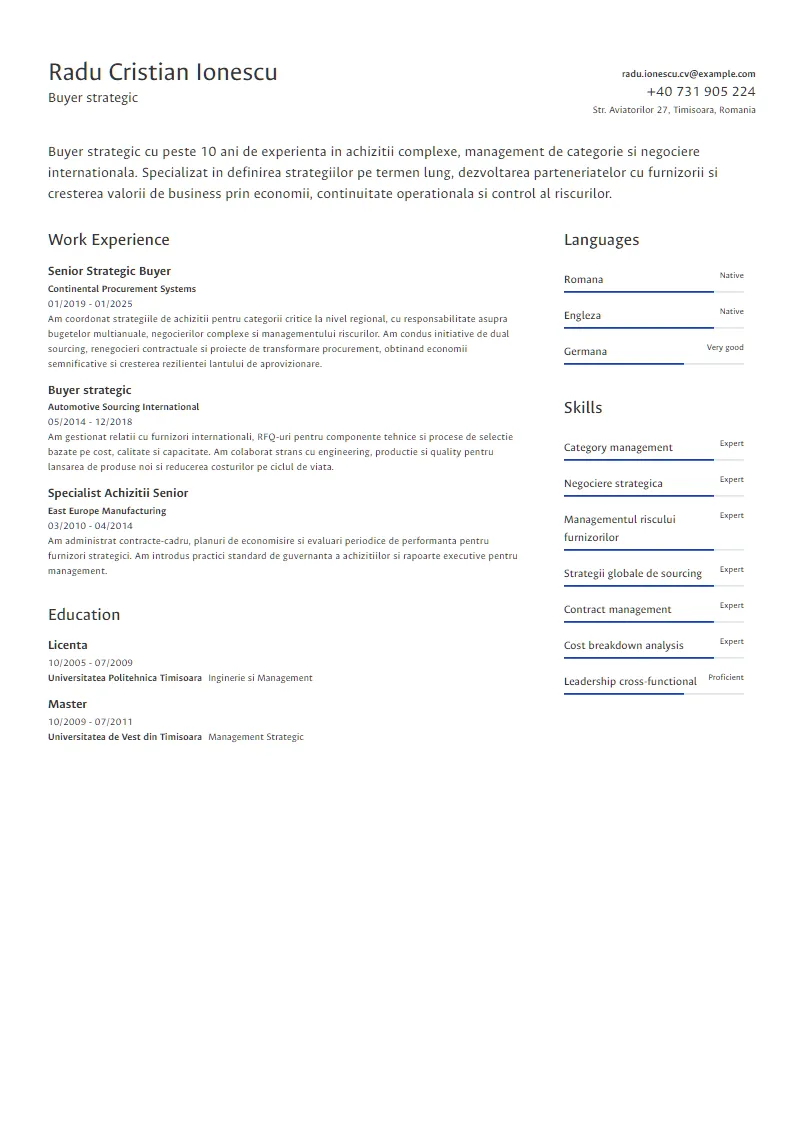 Exemplu CV Buyer strategic - Radu Cristian Ionescu