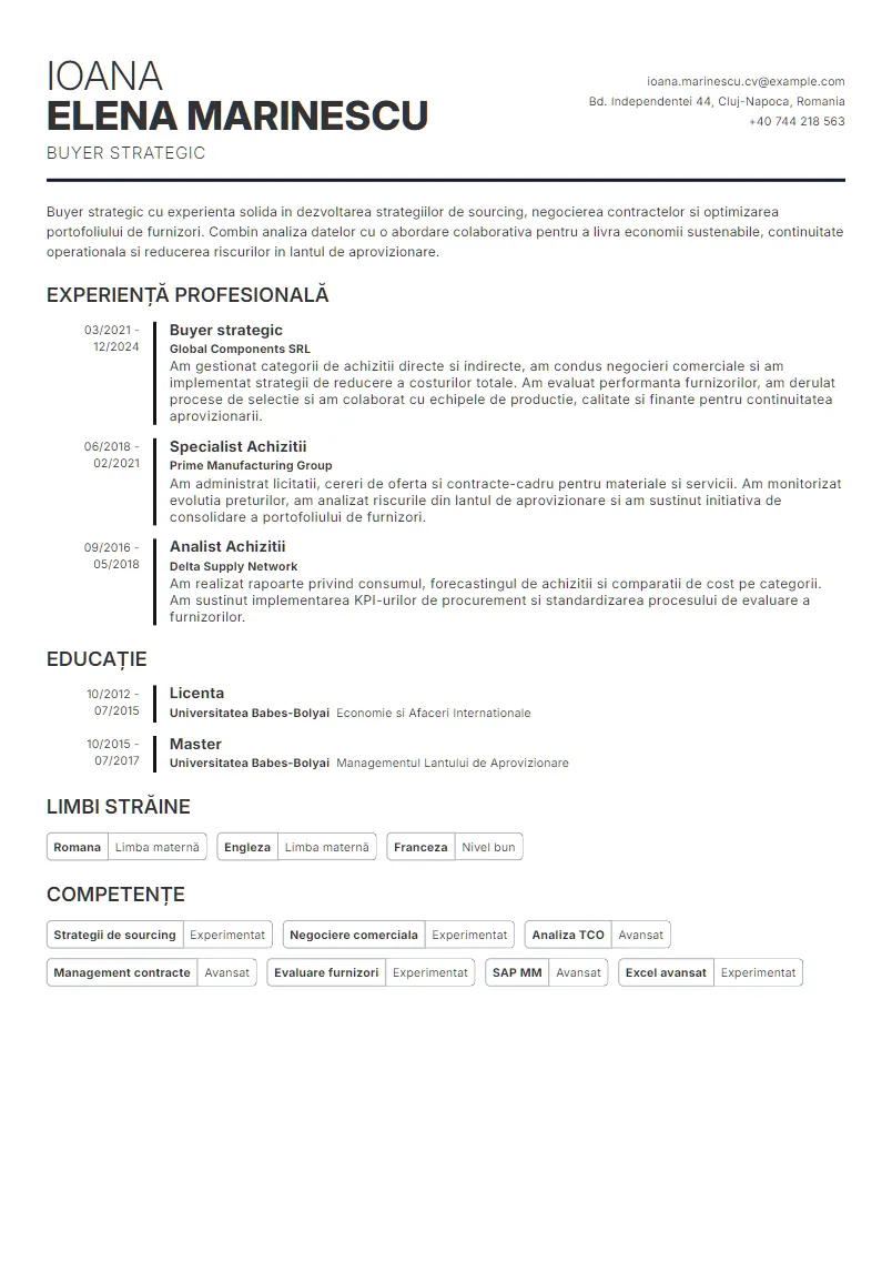Exemplu CV Buyer strategic - Ioana Elena Marinescu