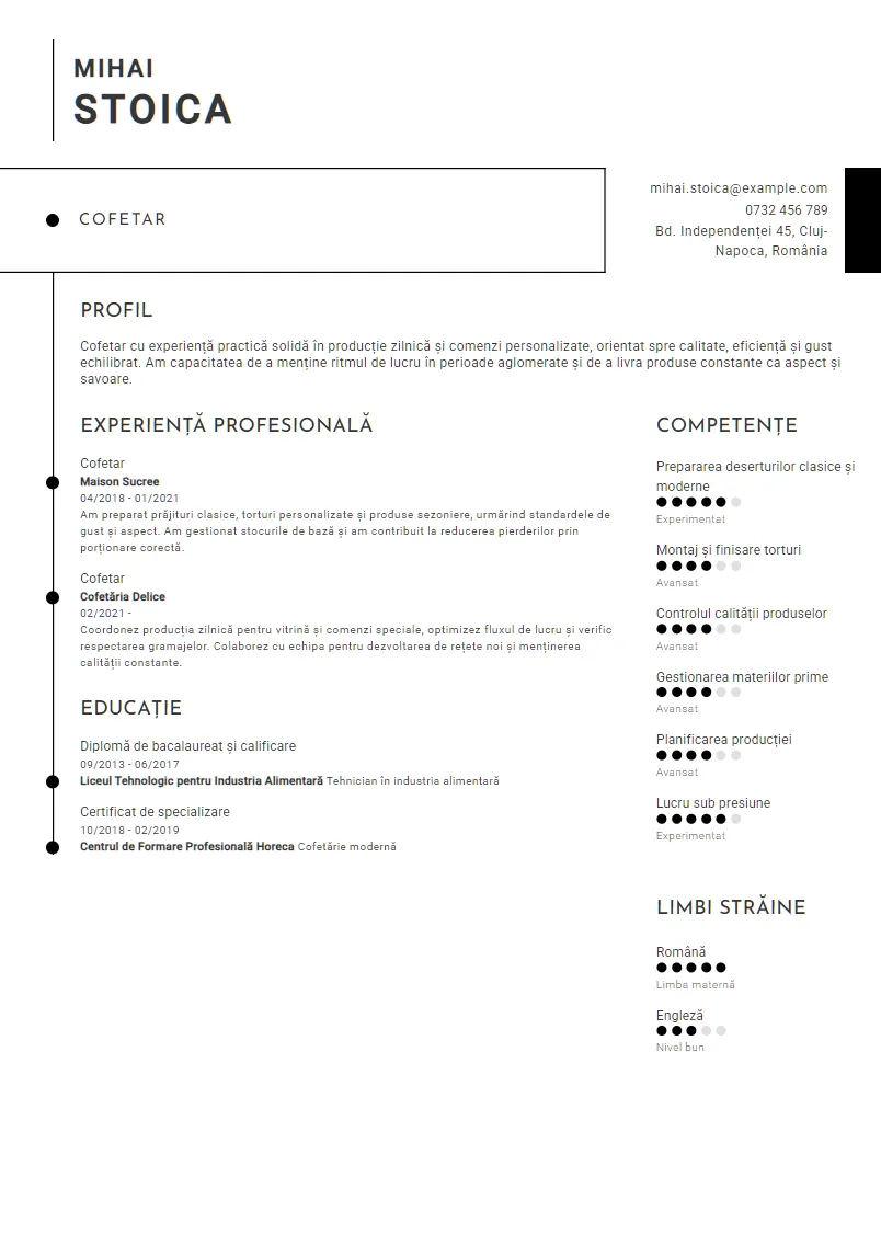 Exemplu CV Cofetar - Mihai Stoica