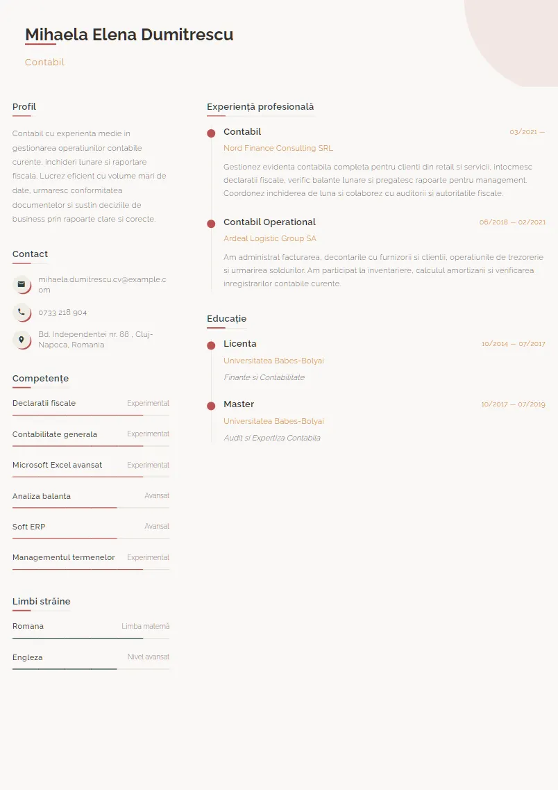Exemplu CV Contabil - Mihaela Elena Dumitrescu