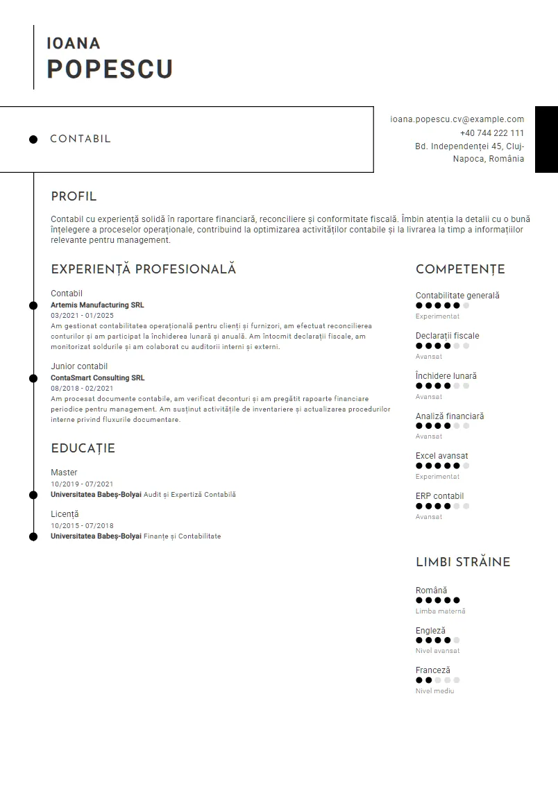 Exemplu CV Contabil - Ioana Popescu