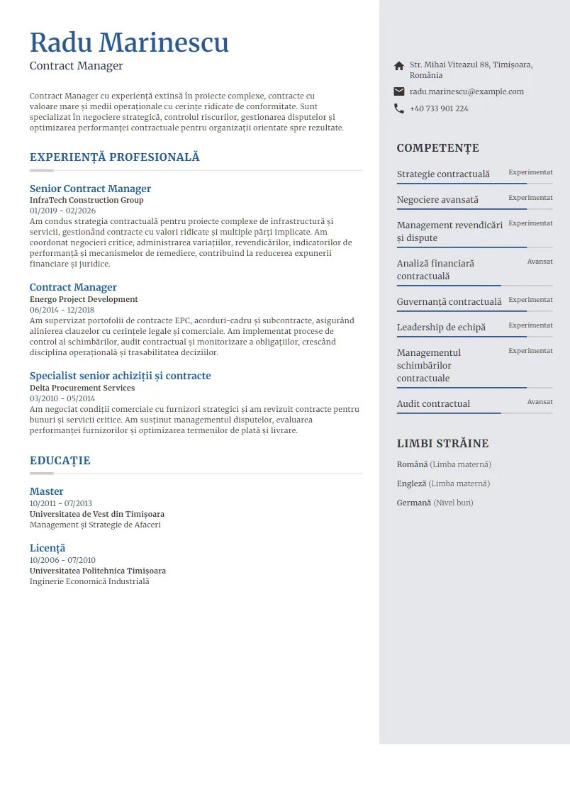 Exemplu CV Contract Manager - Radu Marinescu