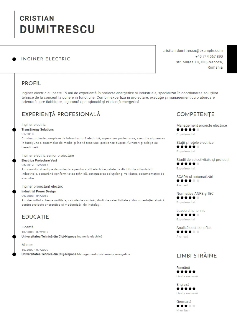 Exemplu CV Inginer electric - Cristian Dumitrescu