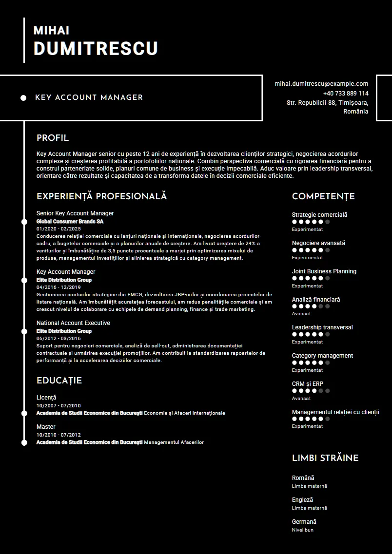 Exemplu CV Key Account Manager - Mihai Dumitrescu