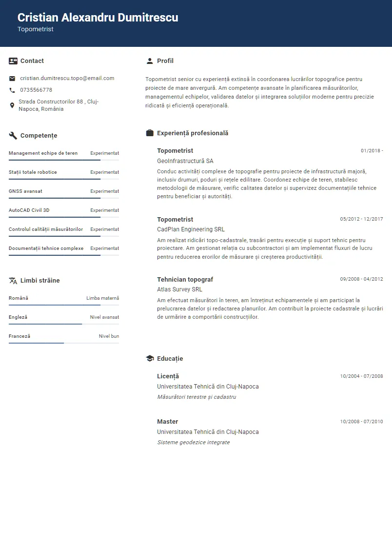 Exemplu CV Topometrist - Cristian Alexandru Dumitrescu